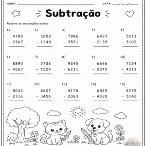 Avaliação de Matemática - Subtração - 1
