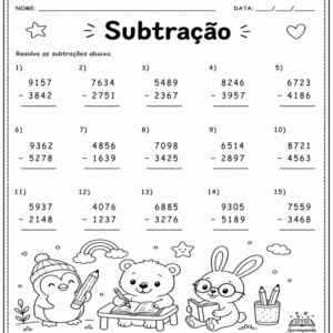 Prova de matemática - Subtração