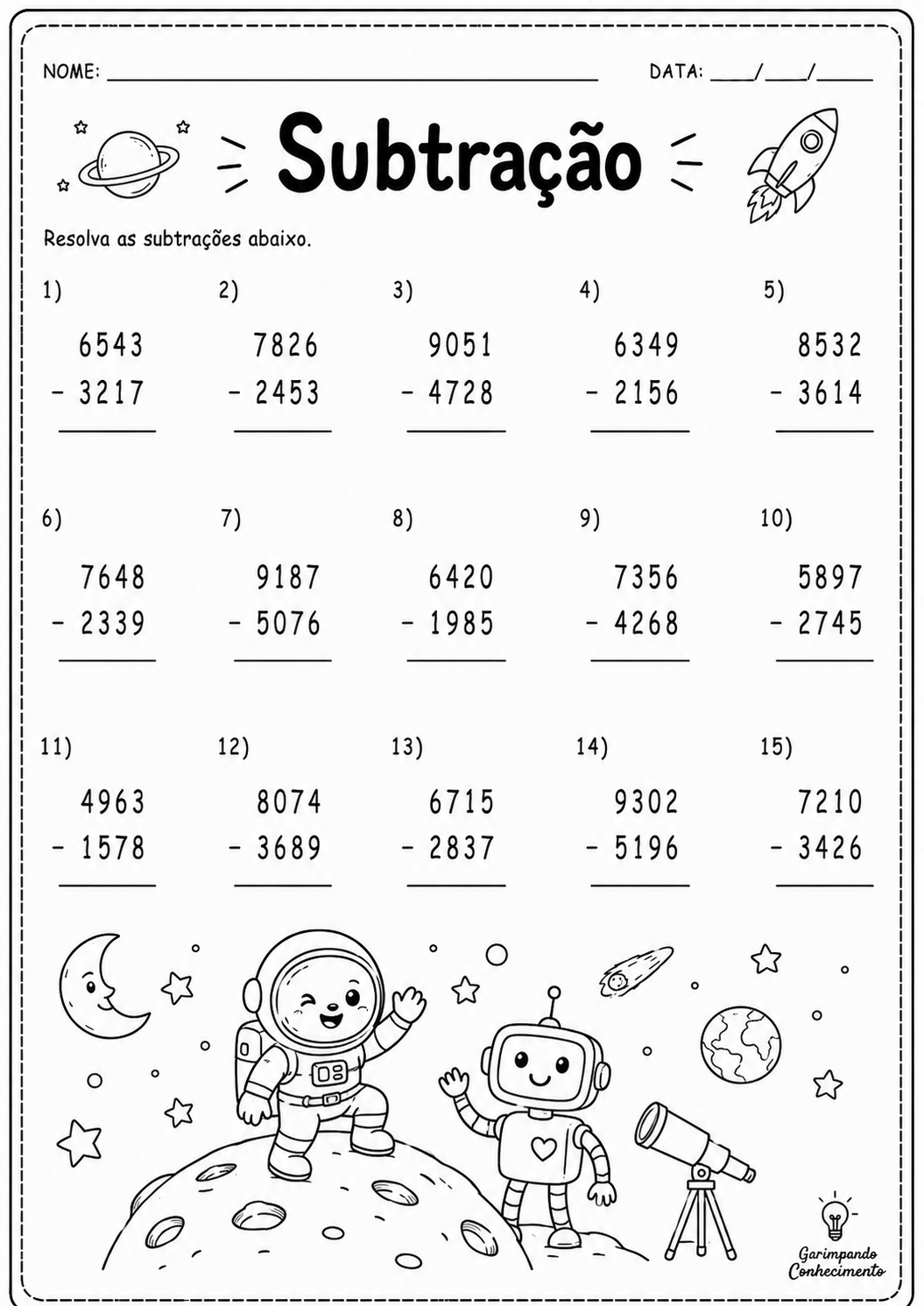 Avaliação de Matemática - Subtração - 4 2 Avaliação de Matemática - Subtração - 4 - Imagem 2