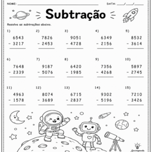 Prova de matemática - subtração