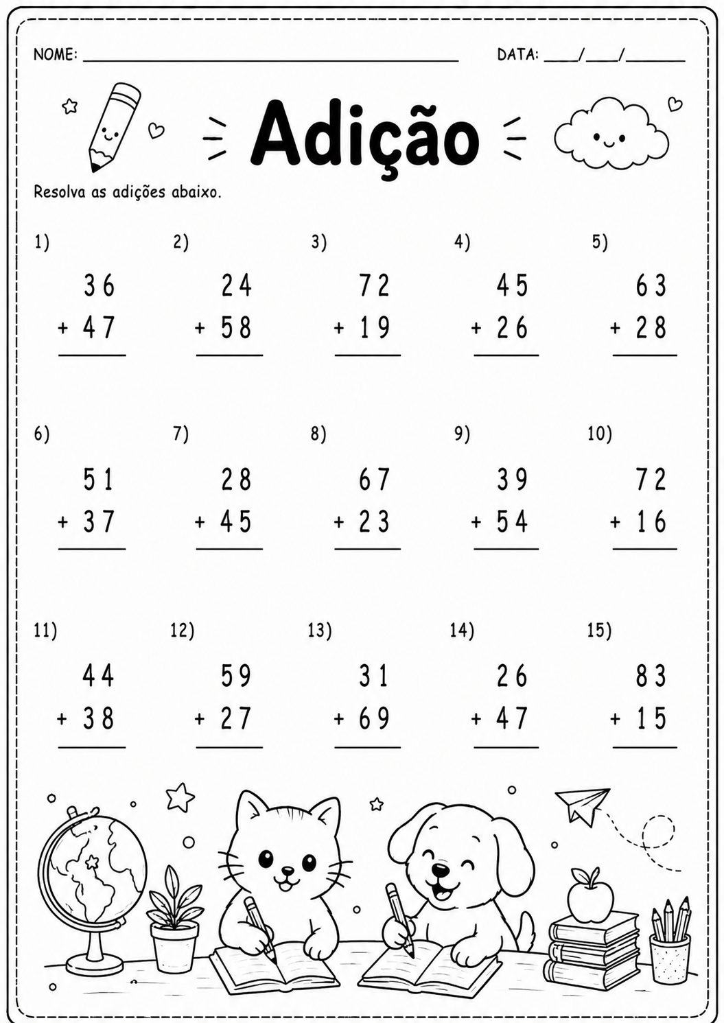 Avaliação de Matemática - Adição - 5 2 Prova de Matemática